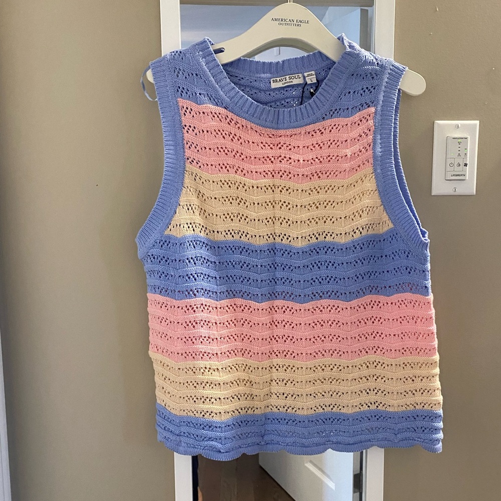 Blue Sky Knit Striped Tank Top